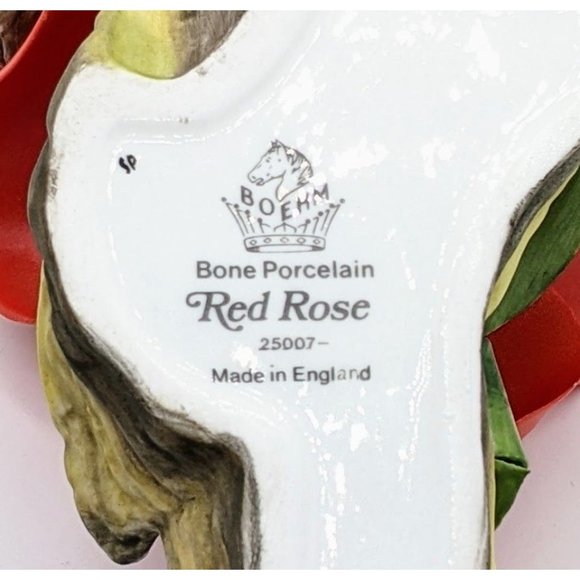 BOEHM Accessories Vintage Boehm Bone Porcelain Red Rose Figurine